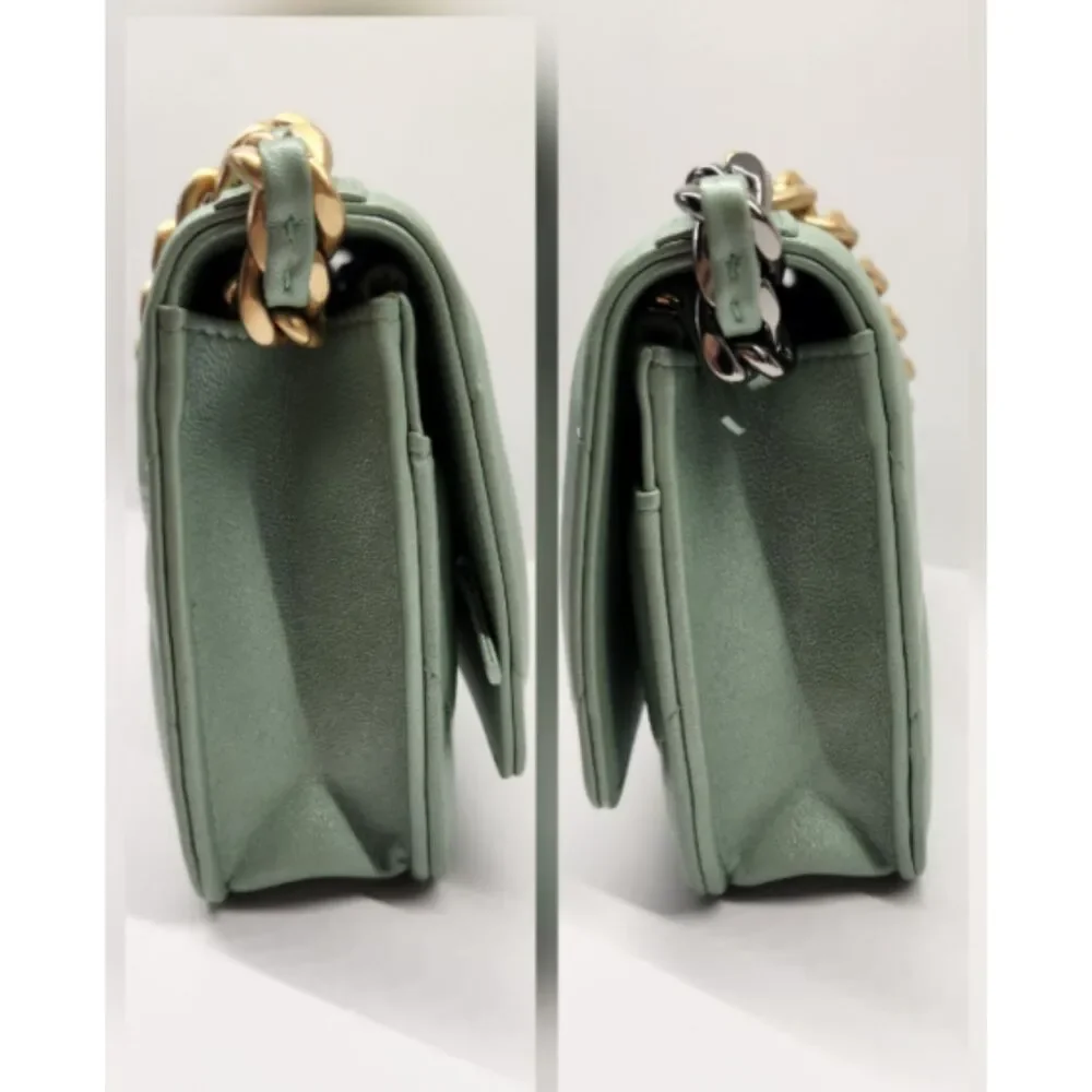 CHANEL 19 WOC Pearlescent Green Lambskin Mixed Metal Chain Crossbody Microchip
